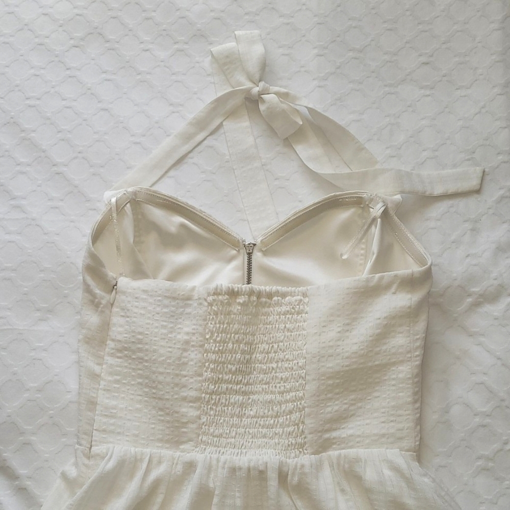 Off White Halter Mini Sundress - Picture 8 of 11